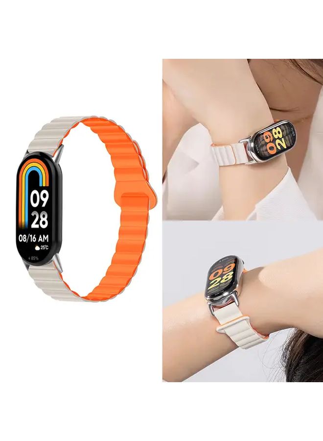 Magnetic Quick Release Gray Orange Strap Compatible With Mi Band 10 9 8 - Image 1