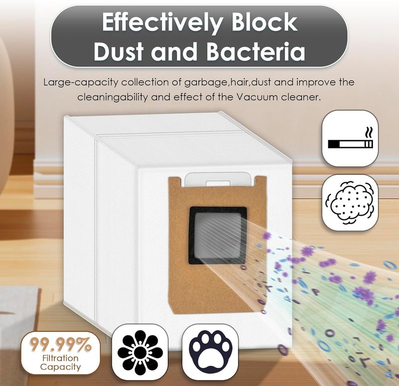 BRUVISH (15 Pack) E28 E25 Replacement Dust Bags Compatible with Eufy Omni E28/ E25 Robot Vacuum Cleaner, Vacuum Bags, Canister Bag, Vacuum Replacement Dust Bags, Disposable Bags - Image 2