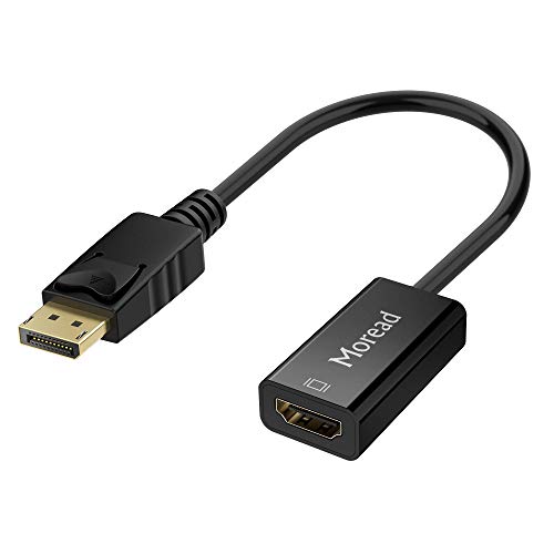 Moread 4K DisplayPort (DP) to HDMI Adapter, Uni-Directional Gold-Plated Display Port Computer to HDMI Screen Converter (Male to Female) Compatible with HP, Dell, Lenovo & More, Passive - Black - Image 1
