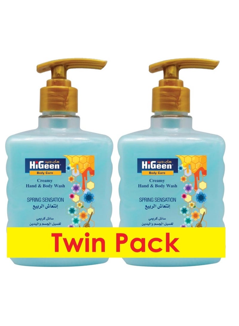 Higeen Hand & Body Wash Creamy Spring Sensation 500 ml (Twin Pack) - Image 1
