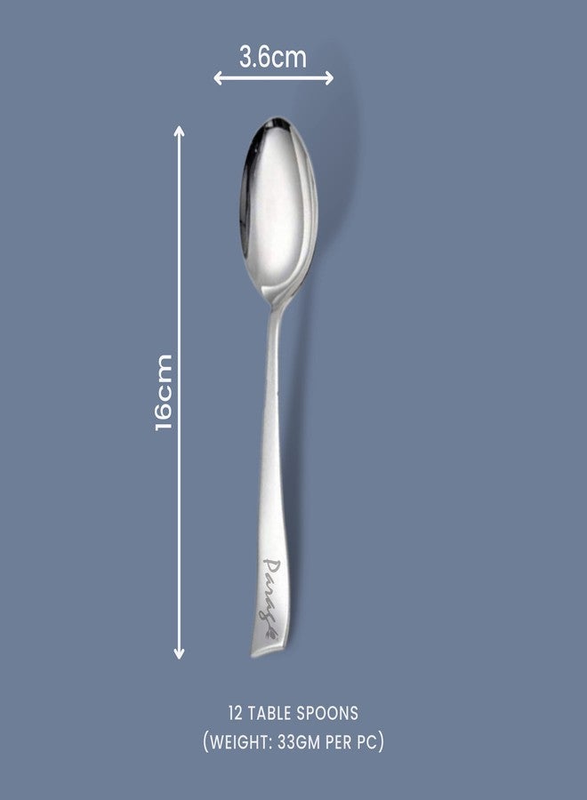 Parage 12 Pieces Stainless Steel Spoon Set for Home & Kitchen,16 cm Long, Tea, Coffee, Sugar & Spices, Small Spoons, Dining Tableware, Silver (Impress Desgin) - Image 3