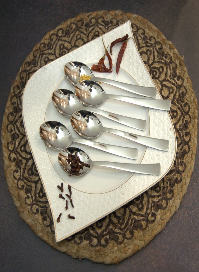 Parage 12 Pieces Stainless Steel Spoon Set for Home & Kitchen,16 cm Long, Tea, Coffee, Sugar & Spices, Small Spoons, Dining Tableware, Silver (Impress Desgin) - Image 2