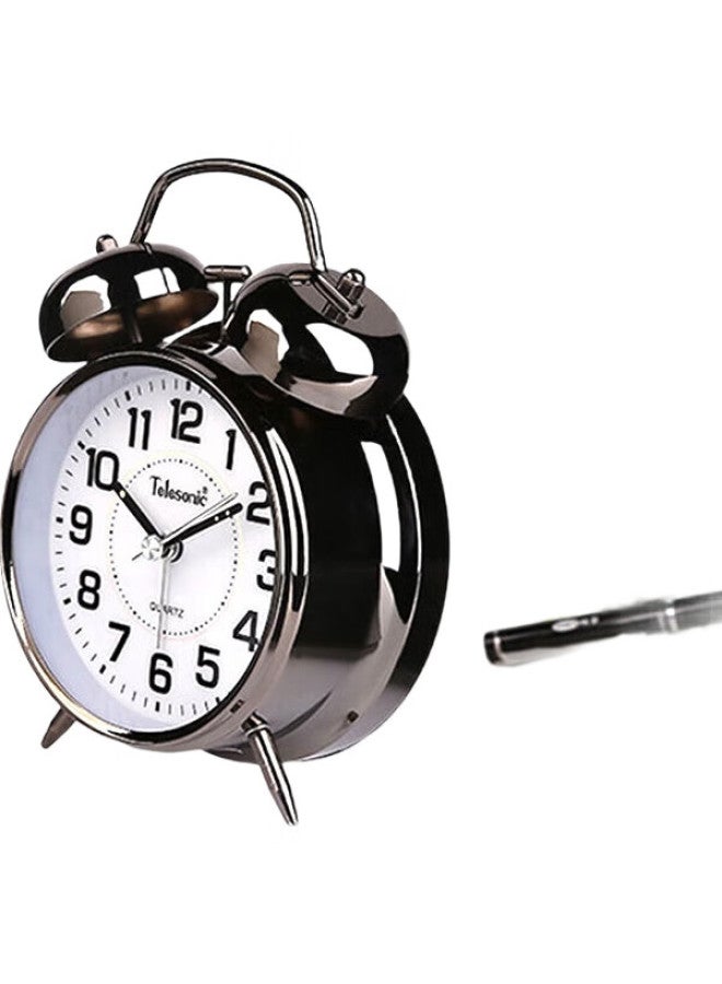 Telesonic Alarm Clock, Creative Student Children Large Bell Alarm Watch, Bedroom Bedside Simple Luminous Sweep Second Machine Core Clock, A7135-1 White 3-Inch - Image 2