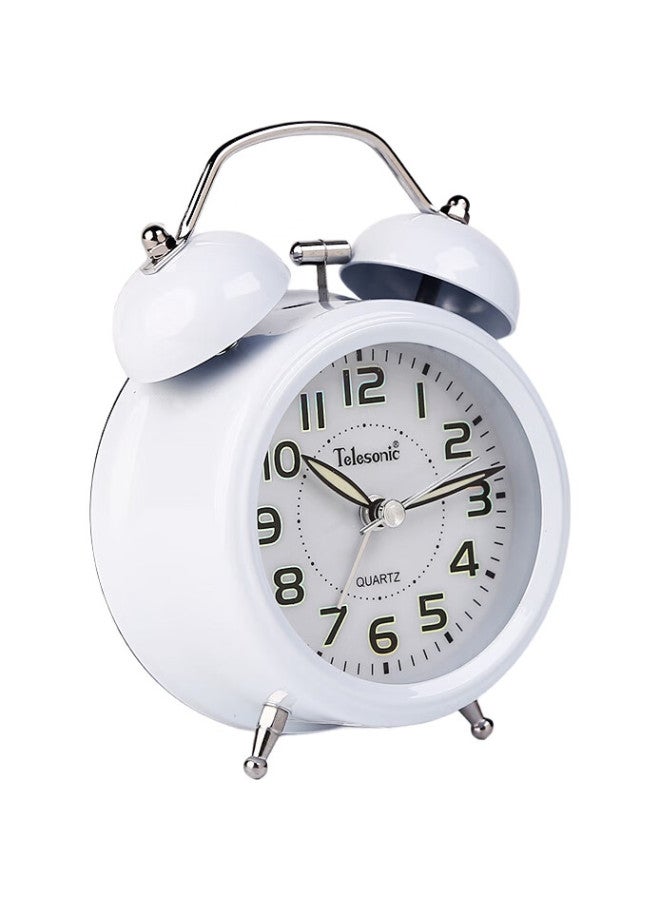 Telesonic Alarm Clock, Creative Student Children Large Bell Alarm Watch, Bedroom Bedside Simple Luminous Sweep Second Machine Core Clock, A7135-1 White 3-Inch - Image 3