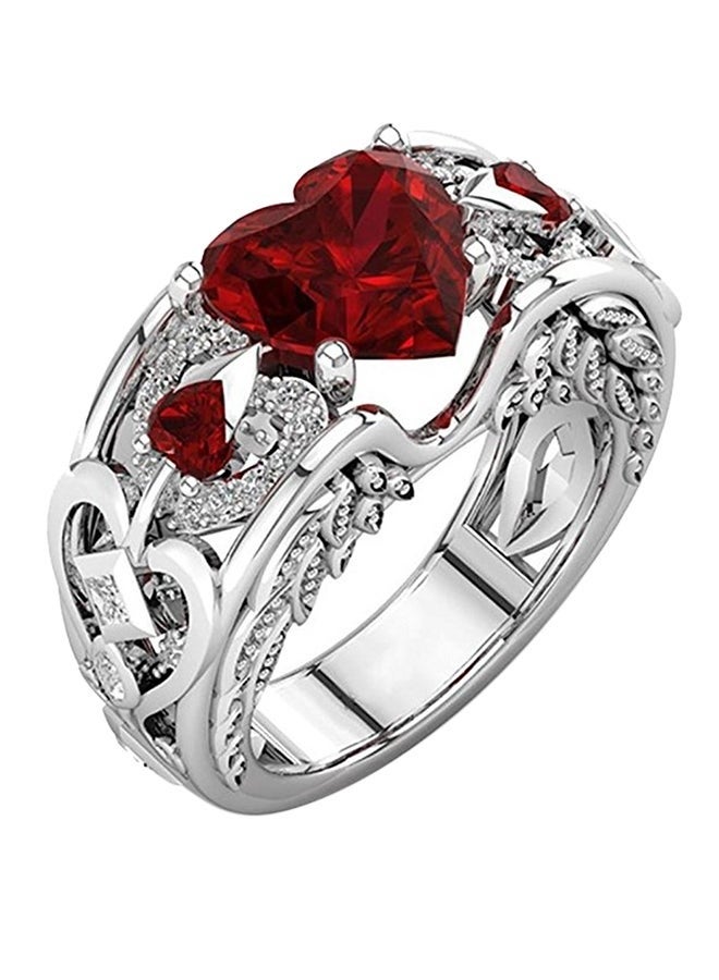 خاتم ياقوت على شكل قلب أميرة - فضة إسترليني، حجر كريم طبيعي، تصميم على شكل قلب أحمر، خاتم خطوبة وزفاف، مقاس أوروبي 58 - Image 1