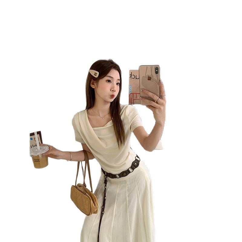تي شيرت كوري أنيق مع طيات غير منتظمة - Image 5