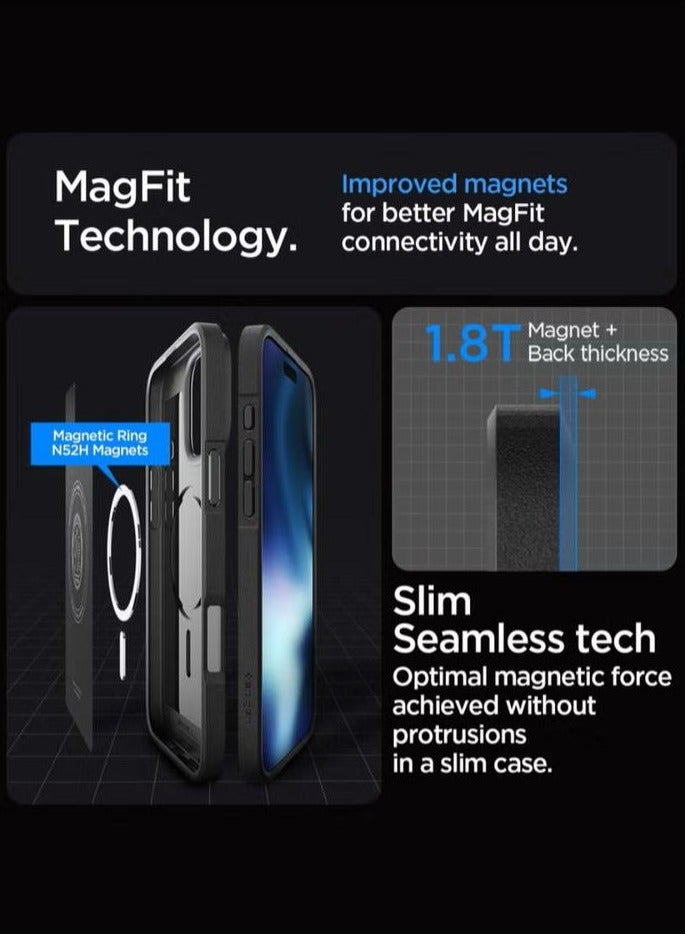سبايجن جراب Core Armor MagFit لهاتف iPhone 16 Pro مع Magsafe (2024) - أسود غير لامع - Image 3