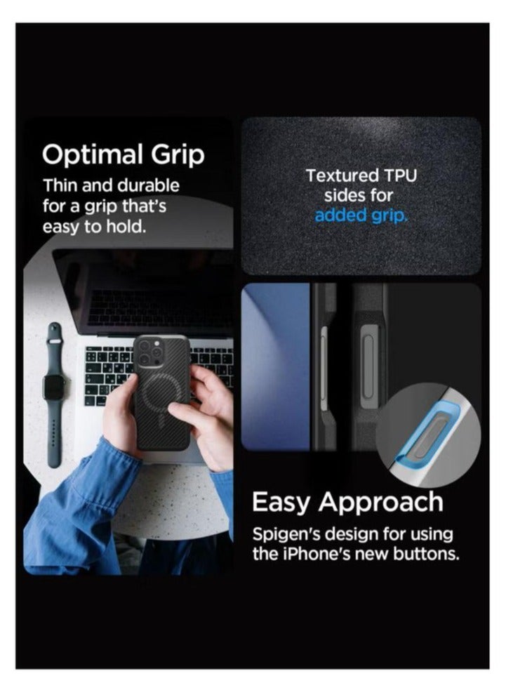 سبايجن جراب Core Armor MagFit لهاتف iPhone 16 Pro مع Magsafe (2024) - أسود غير لامع - Image 5