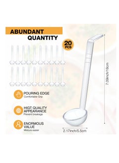 KASTWAVE 20 Pcs 1 oz Plastic Small Ladles with 7 Inches Long Acrylic Handle, Mini Ladle for Serving Salsa Sauce, Dressing Punch Bowl, Sauces and Toppings, Transparent  - Image 2