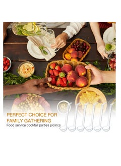 KASTWAVE 20 Pcs 1 oz Plastic Small Ladles with 7 Inches Long Acrylic Handle, Mini Ladle for Serving Salsa Sauce, Dressing Punch Bowl, Sauces and Toppings, Transparent  - Image 4