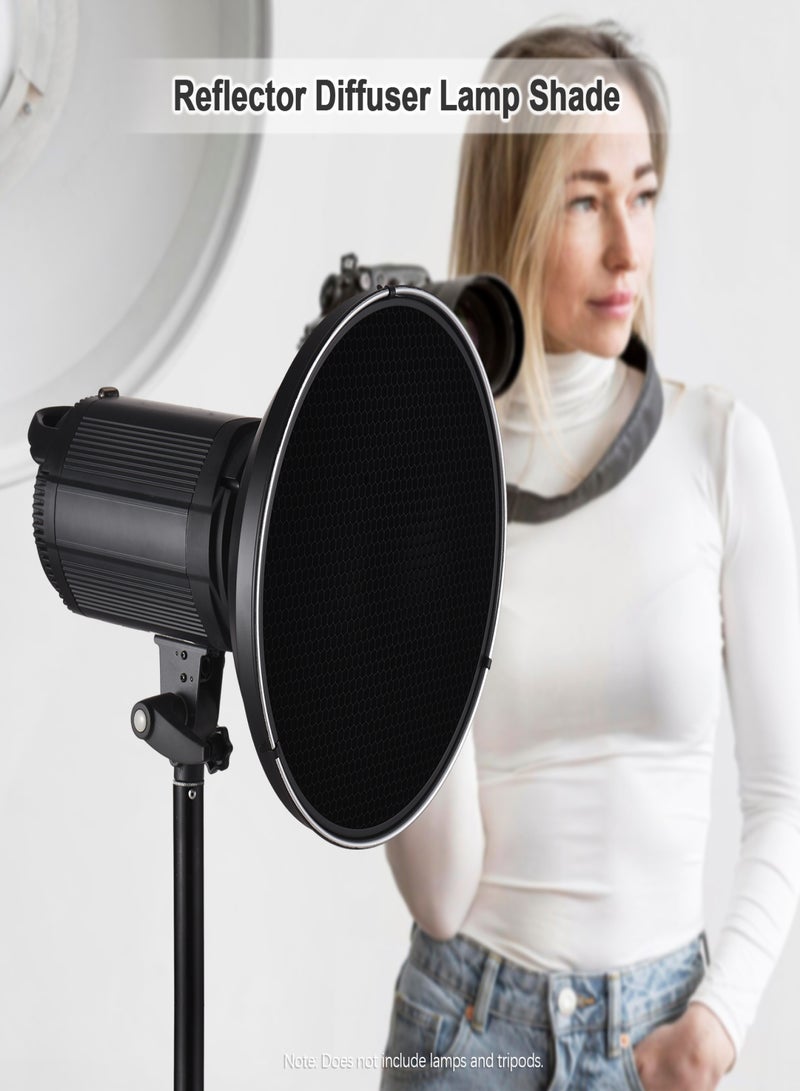 30cm/11.8in Standard Reflector Beauty Dish Bowens Mount with White Diffuser Reflector Honeycomb Grid for Studio Portrait Photography Strobe Flash Light - Image 5