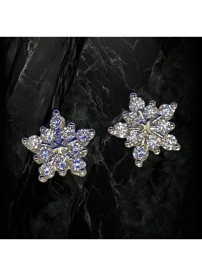 Women's 925 sterling silver earrings plated with white gold and set with genuine Swiss zircon stones. The internationally acclaimed "Magical Snow Globes 2026" model. - Image 1