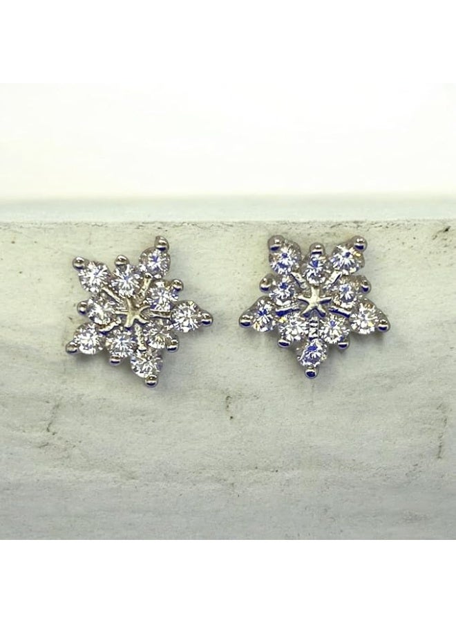 Women's 925 sterling silver earrings plated with white gold and set with genuine Swiss zircon stones. The internationally acclaimed "Magical Snow Globes 2026" model. - Image 4