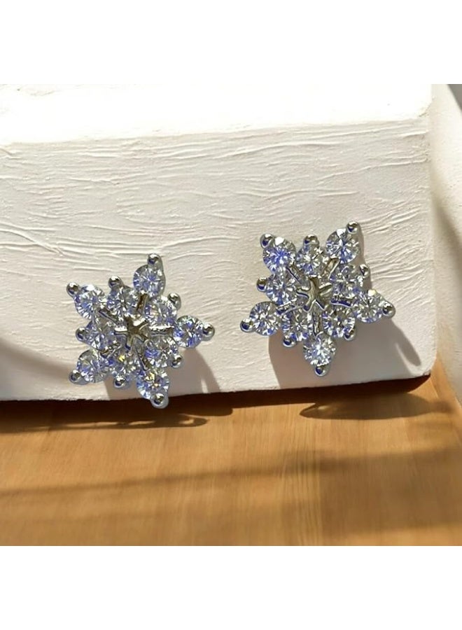 Women's 925 sterling silver earrings plated with white gold and set with genuine Swiss zircon stones. The internationally acclaimed "Magical Snow Globes 2026" model. - Image 3