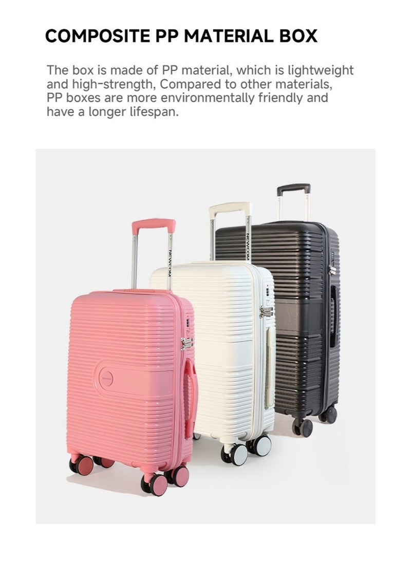NEWCOM Light Weight PP Fashion Trolley Luggage Hard Case Carry on Suitcase with Safe Zipper and 4 Quite 360° Double Spinner Wheels NEWCOM - Image 3
