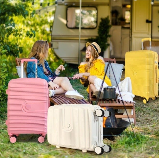 NEWCOM Light Weight PP Fashion Trolley Luggage Hard Case Carry on Suitcase with Safe Zipper and 4 Quite 360° Double Spinner Wheels NEWCOM - Image 2