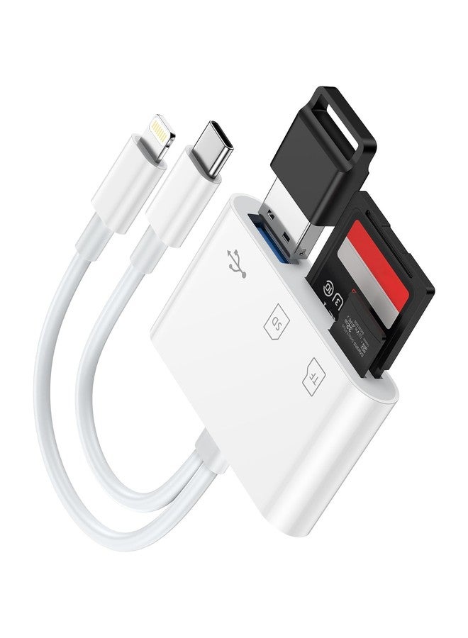 Haoano SD Card Reader for iPhone/iPad/Mac, USB C and Lightning Dual Port Memory Card Adapter, 3-in-1 Camera SD Card Viewer Support SD, Micro SD, USB 3.0 Slot, Digital Camera Adapter for Samsung and Android - Image 1