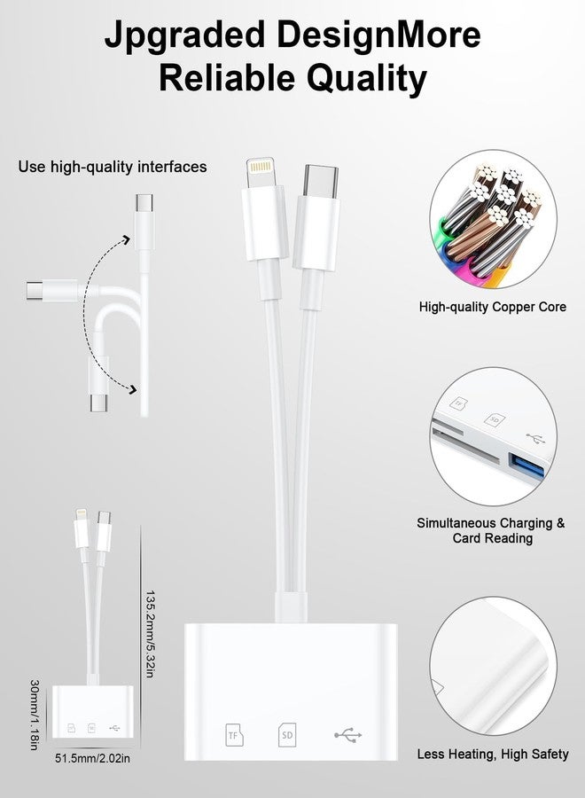 Haoano SD Card Reader for iPhone/iPad/Mac, USB C and Lightning Dual Port Memory Card Adapter, 3-in-1 Camera SD Card Viewer Support SD, Micro SD, USB 3.0 Slot, Digital Camera Adapter for Samsung and Android - Image 3