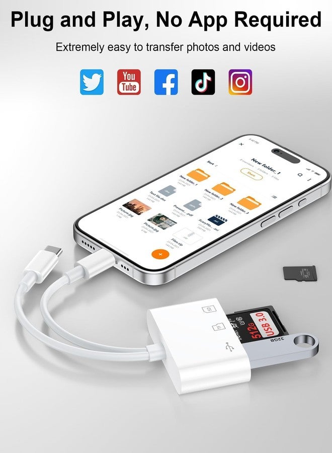 Haoano SD Card Reader for iPhone/iPad/Mac, USB C and Lightning Dual Port Memory Card Adapter, 3-in-1 Camera SD Card Viewer Support SD, Micro SD, USB 3.0 Slot, Digital Camera Adapter for Samsung and Android - Image 5