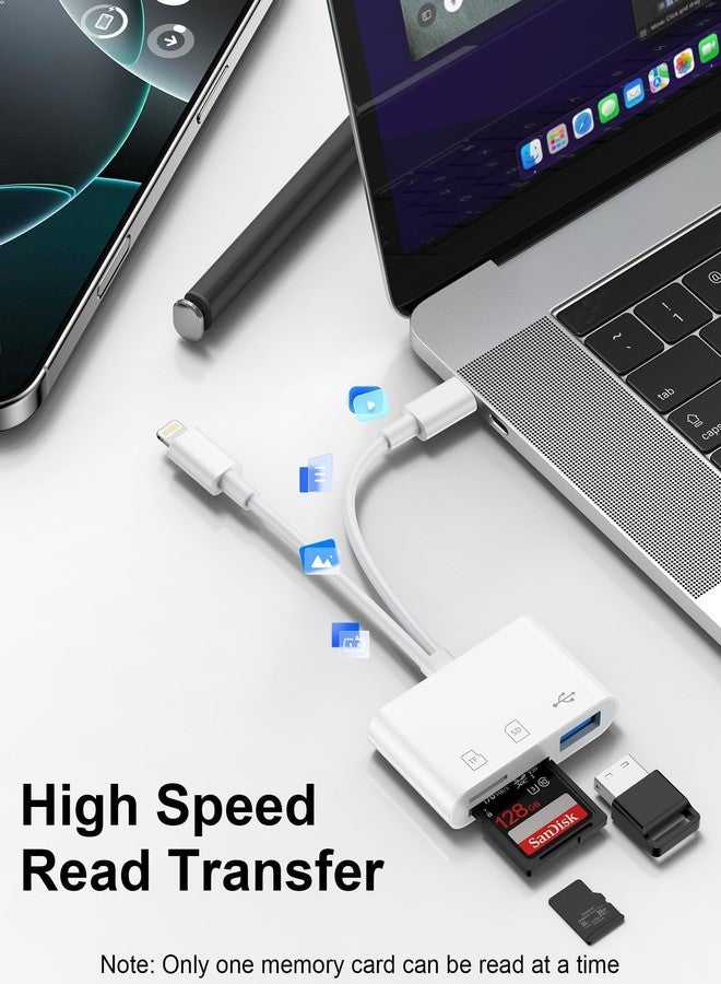 Haoano SD Card Reader for iPhone/iPad/Mac, USB C and Lightning Dual Port Memory Card Adapter, 3-in-1 Camera SD Card Viewer Support SD, Micro SD, USB 3.0 Slot, Digital Camera Adapter for Samsung and Android - Image 2