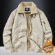 Cross-border special for 2024 new fleece-lined padded cotton-padded jacket mens outdoor jacket mens baseball uniform military flying uniform military Off-white - Image 1