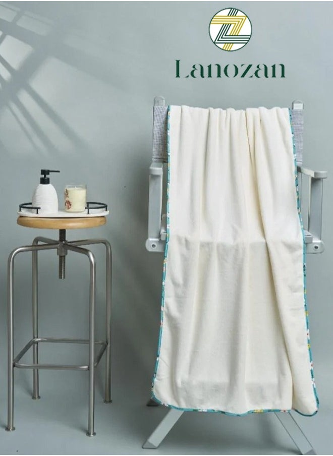 lanozan Medium Bath Towel Size 140*70*2.5cm Off White  - Image 1
