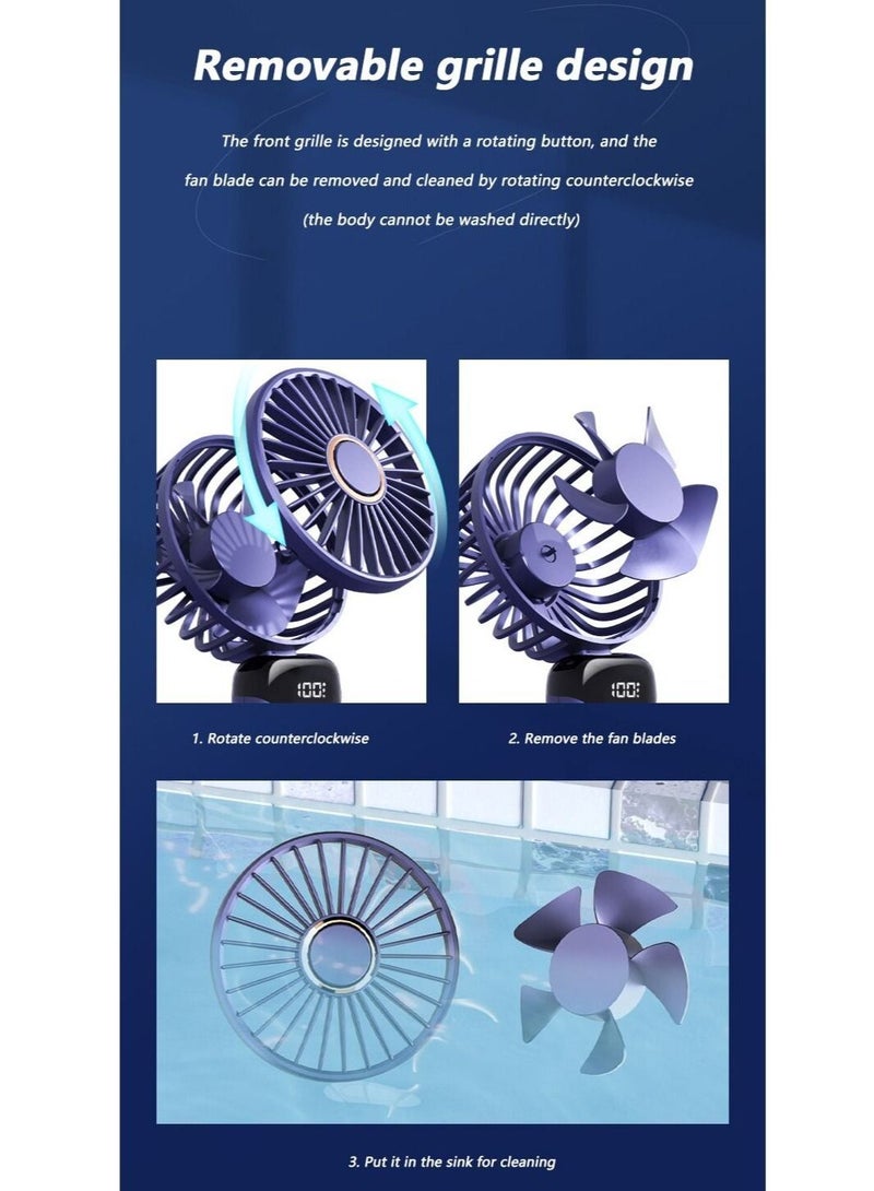 Portable Hand-Held Fan Office Desktop Multifunctional Folding Double-Headed Small Electric Fan With A Neck Lanyard - Image 2