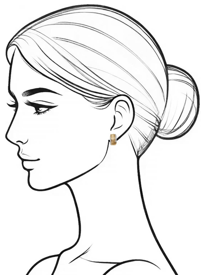 غَيْرُ مَألُوف أقراط ذهبية بتقنية السحب المعدني ومزينة بالألماس - Image 3