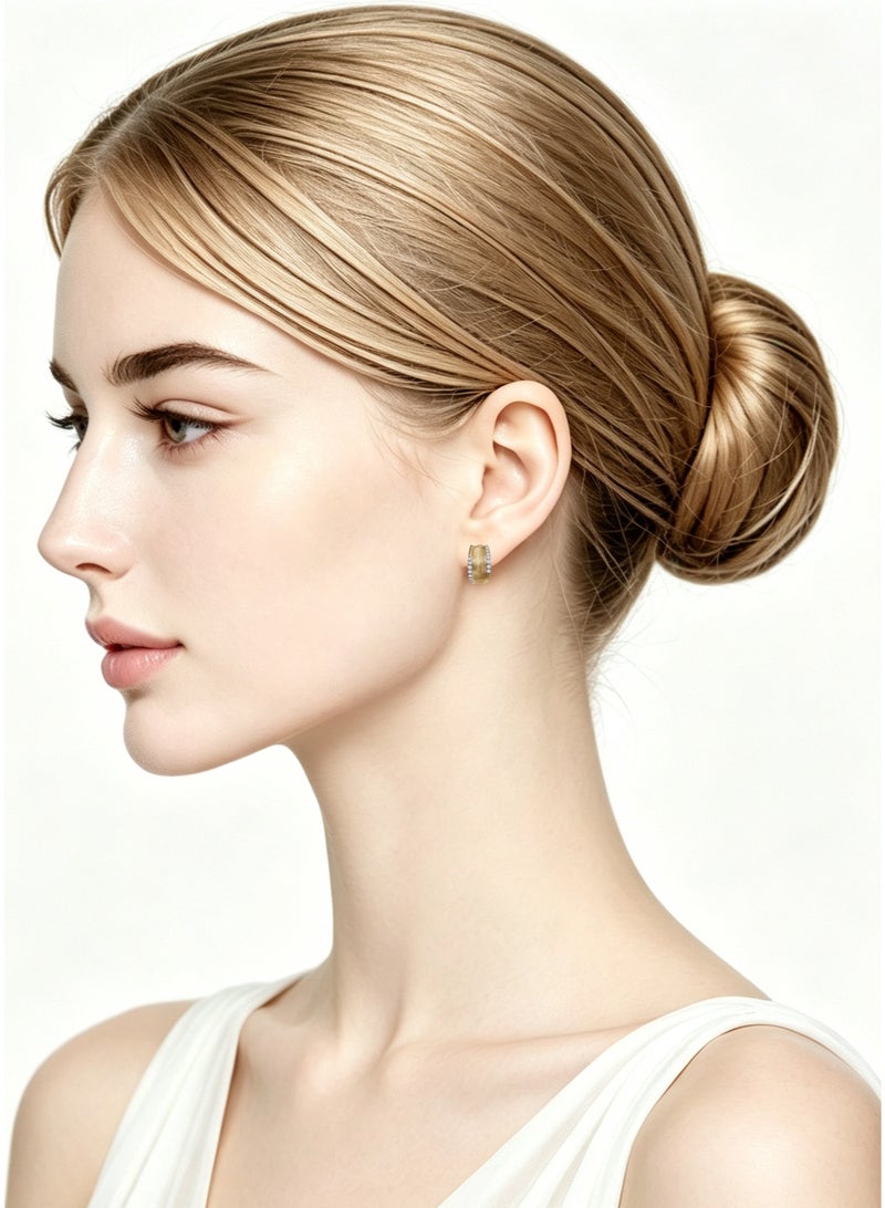 QUAINT Brushed Gold Diamond Stud Earrings - Image 3