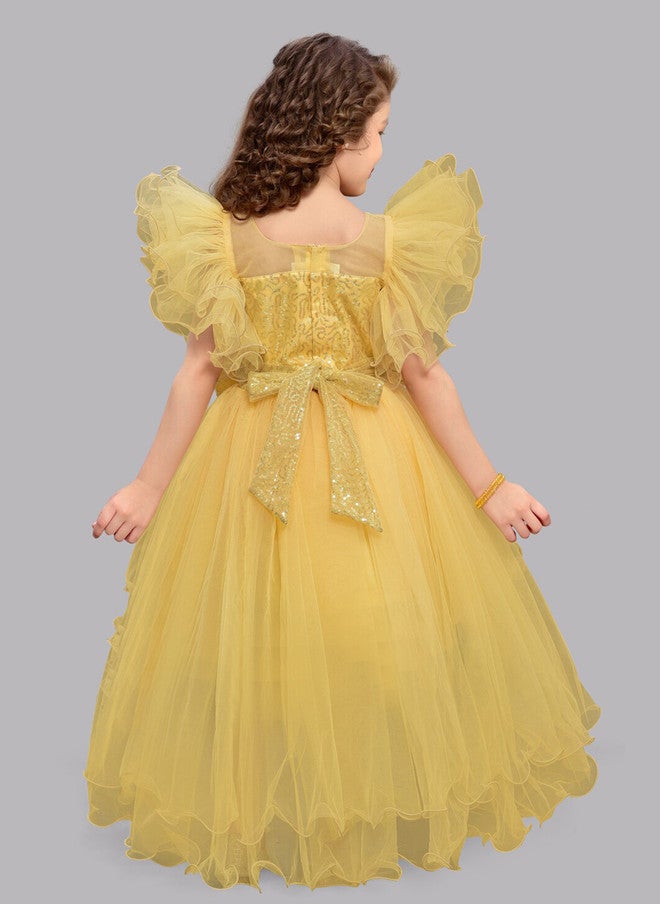 PinkChick فستان أصفر بتصميم فيت وفلاير للفتيات - Image 5