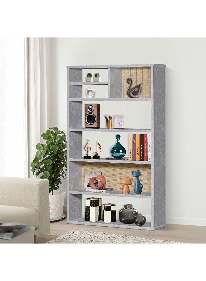 Home Box 5-Tier Grey Bookcase for Home - Image 1