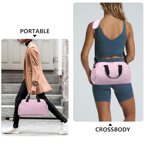 Ineetatu 14 inch Small Gym Bag for Women & Men, Mini Duffel Bag for Travel Sports Lightweight Carry On Bag, Pink - Image 4