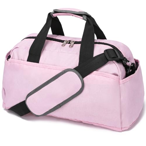 Ineetatu 14 inch Small Gym Bag for Women & Men, Mini Duffel Bag for Travel Sports Lightweight Carry On Bag, Pink - Image 1