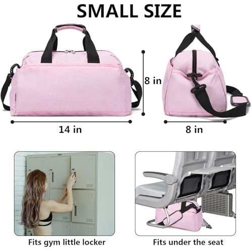 Ineetatu 14 inch Small Gym Bag for Women & Men, Mini Duffel Bag for Travel Sports Lightweight Carry On Bag, Pink - Image 3