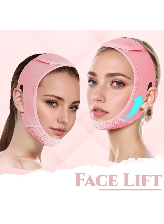 SKQIR V Line Lifting Mask Chin Strap for Sleeping, V Line Lifting Mask for Women,Jaw Exerciser，Medium,Pink - Image 2