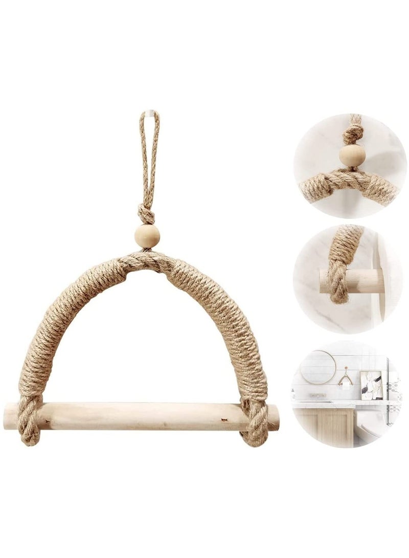 Toilet Roll Holder, Antique Rope Style Jute Towel and Tissue Paper Roll Holder, Wall Mounted Toilet Paper Wood Roll Holder, Home Bathroom Kitchen Country House Retro Decoration, 1 Pcs - Image 1