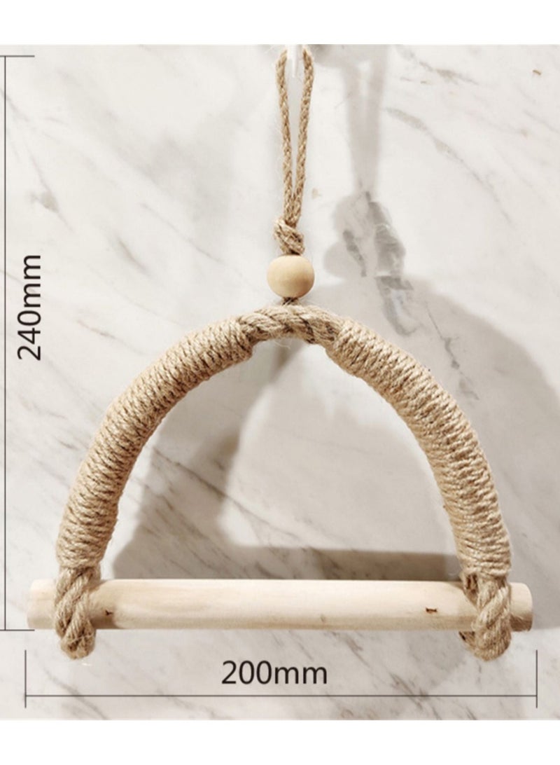 Toilet Roll Holder, Antique Rope Style Jute Towel and Tissue Paper Roll Holder, Wall Mounted Toilet Paper Wood Roll Holder, Home Bathroom Kitchen Country House Retro Decoration, 1 Pcs - Image 4