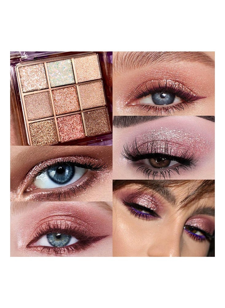 ديكالو لوحة ظلال عيون بلمعة تسعة ألوان، وردي أبيض ذهبي لامع، لوحة مكياج عيون لامعة، لوحة ظلال عيون ألوان دافئة باستيل طويلة الأمد مقاومة للماء بمظهر طبيعي للنساء والفتيات #13 - Image 2