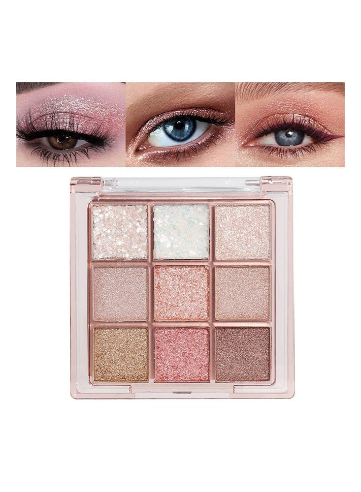 ديكالو لوحة ظلال عيون بلمعة تسعة ألوان، وردي أبيض ذهبي لامع، لوحة مكياج عيون لامعة، لوحة ظلال عيون ألوان دافئة باستيل طويلة الأمد مقاومة للماء بمظهر طبيعي للنساء والفتيات #13 - Image 1