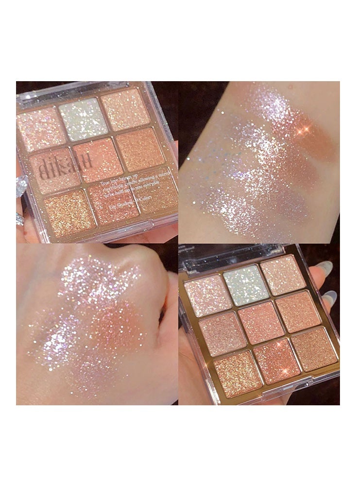 ديكالو لوحة ظلال عيون بلمعة تسعة ألوان، وردي أبيض ذهبي لامع، لوحة مكياج عيون لامعة، لوحة ظلال عيون ألوان دافئة باستيل طويلة الأمد مقاومة للماء بمظهر طبيعي للنساء والفتيات #13 - Image 3