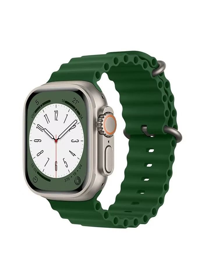 Zaboon Replacement Apple Watch Ultra Ocean Silicone Band Strap Compatible with 49MM/45MM/44MM/42MM for All Series Green - Image 1
