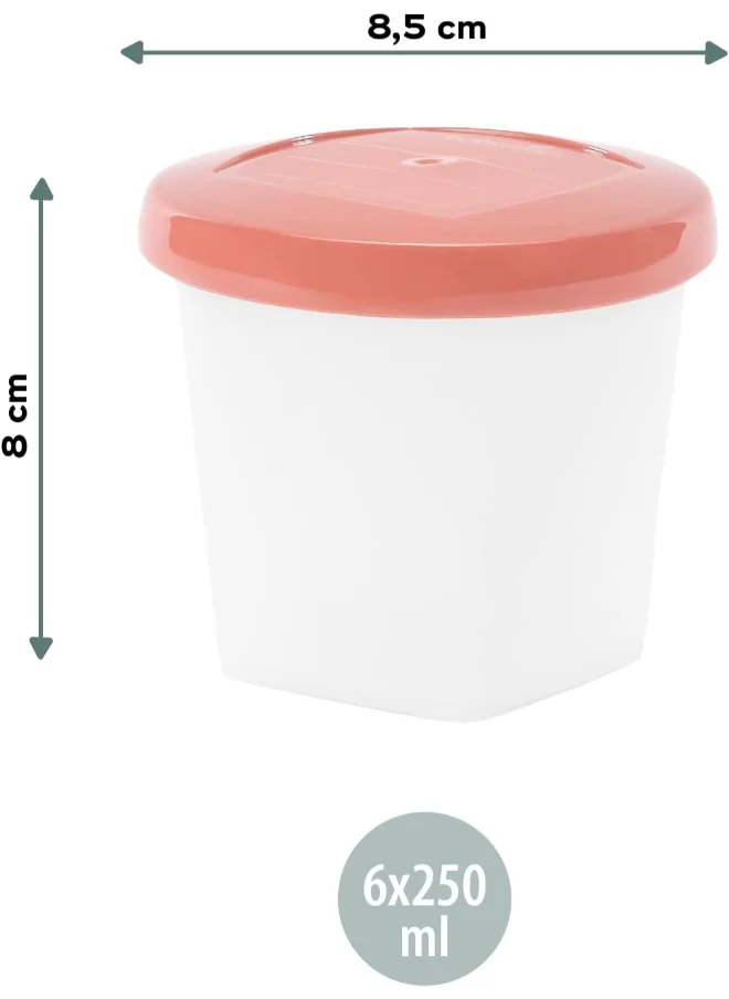 بيبي موف Biosourced Babybols - 6 X 250 Ml Food Storage Tubs, Eco - Friendly Design , Each Tub Has A Capacity of 250 Ml , Making Them Perfect For Portioning Homemade Baby Food, Snacks, Or Leftovers, Microwave And Freezer Safe , Easy To Clean, Stackable Design , Secure Lids