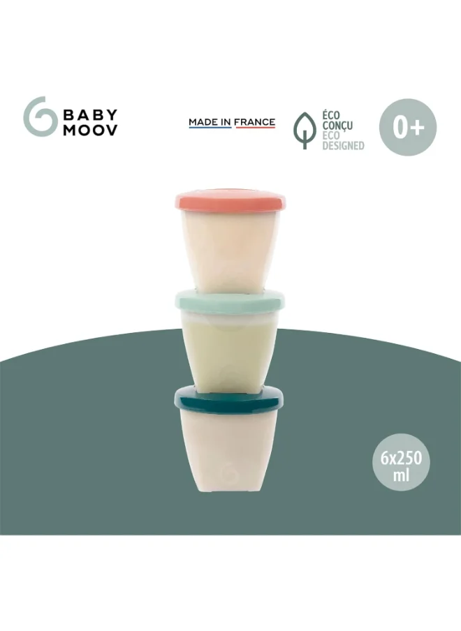 بيبي موف Biosourced Babybols - 6 X 250 Ml Food Storage Tubs, Eco - Friendly Design , Each Tub Has A Capacity of 250 Ml , Making Them Perfect For Portioning Homemade Baby Food, Snacks, Or Leftovers, Microwave And Freezer Safe , Easy To Clean, Stackable Design , Secure Lids