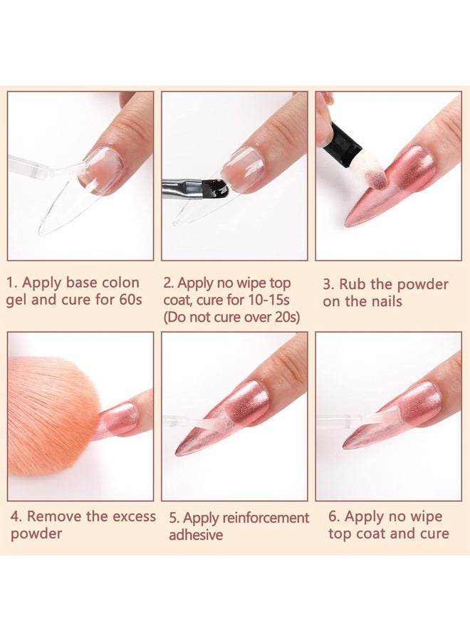 Chrome Nail Powder, 6 Colors Holographic Glitter Chrome Powder for Nails, Metallic Mirror Effect Nail Art Powder Pigment for Nail Decoration - Image 2