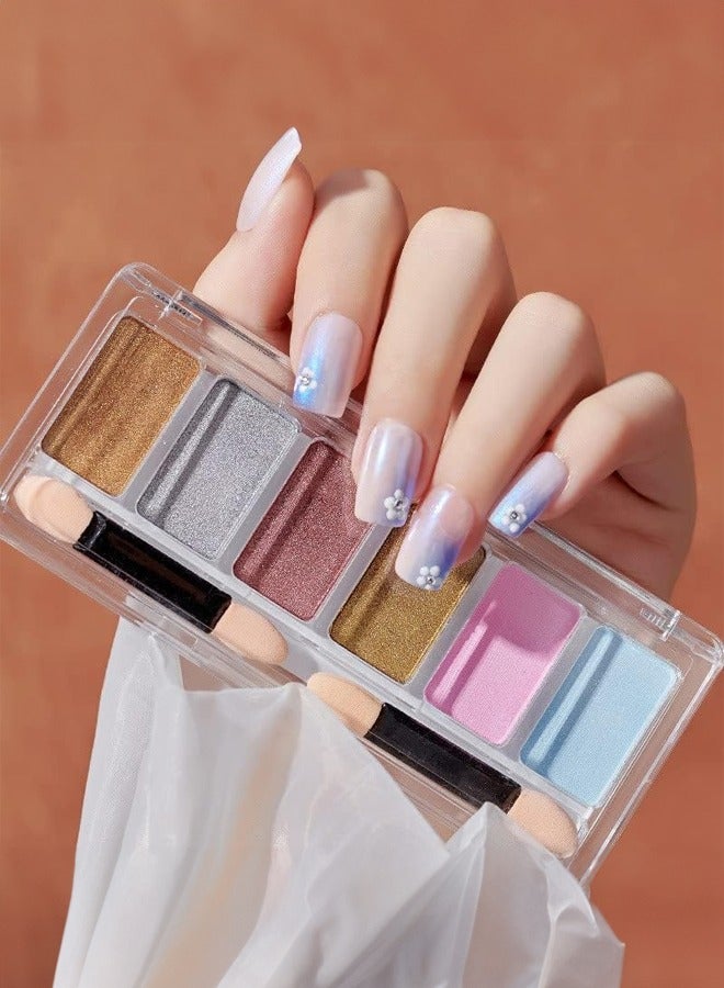 Chrome Nail Powder, 6 Colors Holographic Glitter Chrome Powder for Nails, Metallic Mirror Effect Nail Art Powder Pigment for Nail Decoration - Image 4