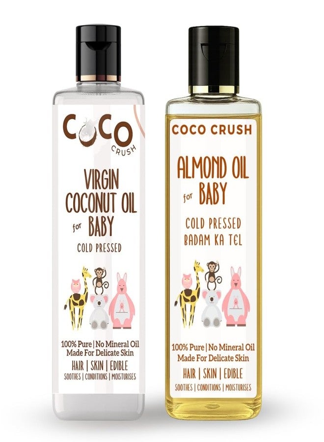 Coco Crush 100% Natural Virgin Coconut & Almond Oil for Baby Massage | Cold Pressed & Pure | Nourishing Hair Oil & Body Oil for Newborns | Skin Softening & Bone Strengthening (2 * 50ml) (100ml) - Image 1