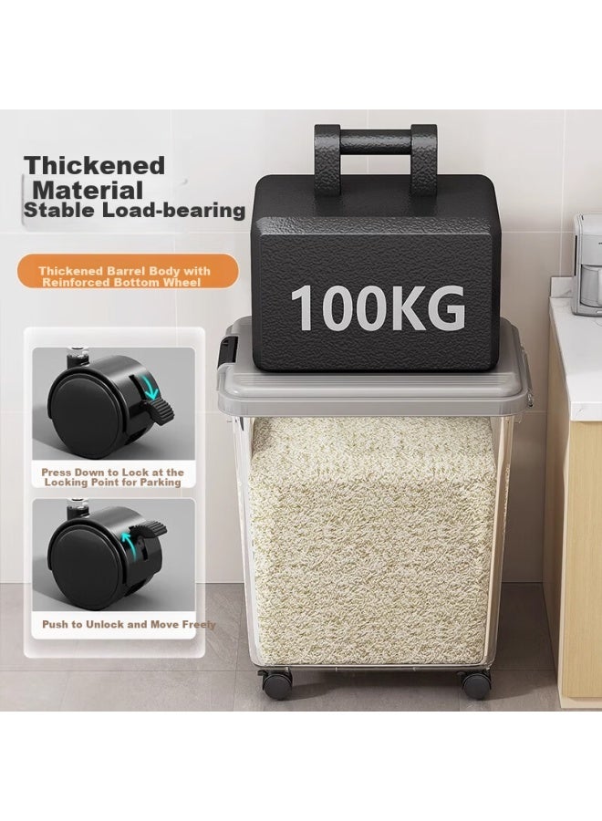 Muya Rice Bucket Household Insect-proof Moisture-proof Sealed Storage Can Flour Grains Grain Storage Box Rice Box Rice Barrel Large Size - Image 3