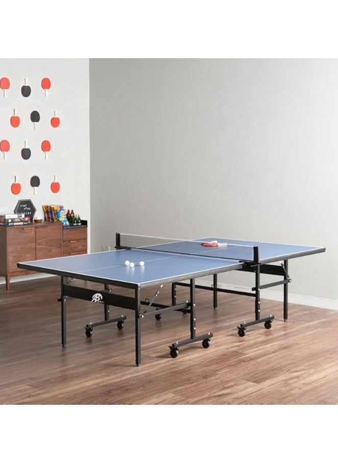 AL BADER - Advantage Sports Table Tennis Table Foldable Ping Pong Table, TT Blue Table, International Big Size, Quickplay 10 Minute Assembly With Playback Mode (Blue) - Image 1