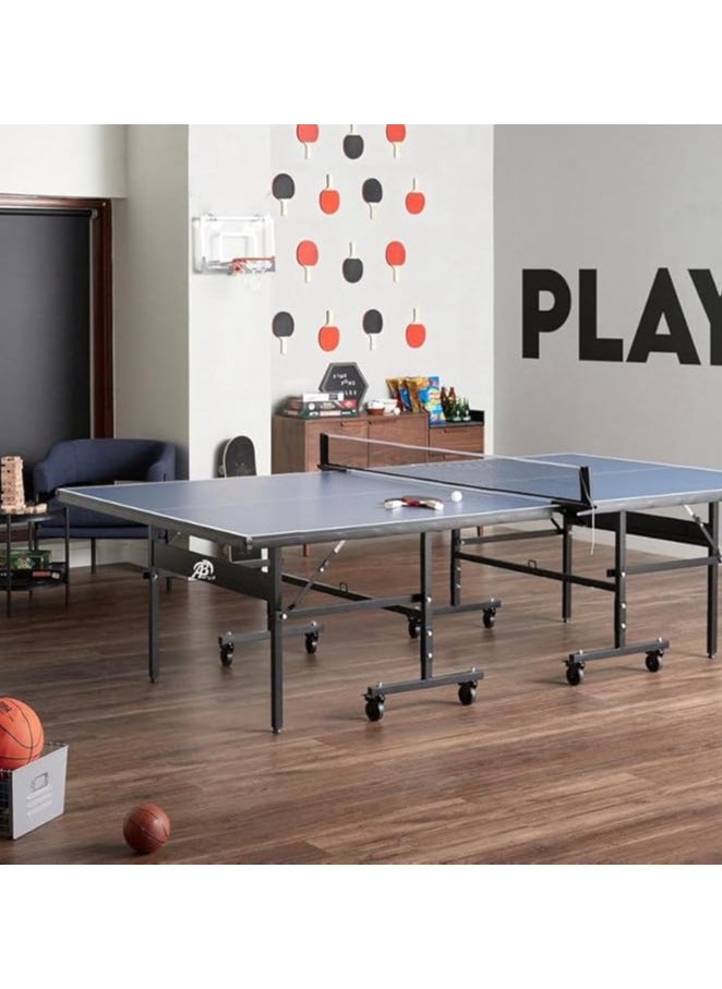 AL BADER - Advantage Sports Table Tennis Table Foldable Ping Pong Table, TT Blue Table, International Big Size, Quickplay 10 Minute Assembly With Playback Mode (Blue) - Image 1