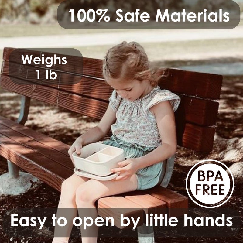 Ali+Oli Silicone Bento Box (Blush) Lunch Box for Kids  Toddlers  Preschoolers & Adults | BPA-Free and Spill-Proof | Ideal for School  and On-the-Go Meals | Durable Container for Snacks - Image 5